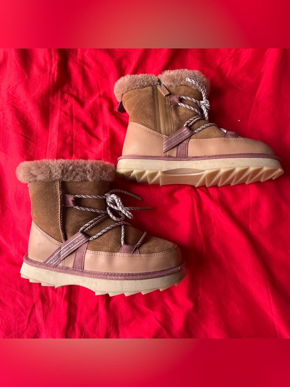 Emu Australia Brown Suede & Leather Winter Lace-Up Boots